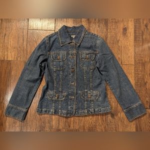 J Jill Jean Jacket Womens Small Blue Denim Casual Classic Stretch Button Down